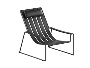 STRAPPY - Sled base stackable Imitation leather garden armchair with headrest _ Royal Botania